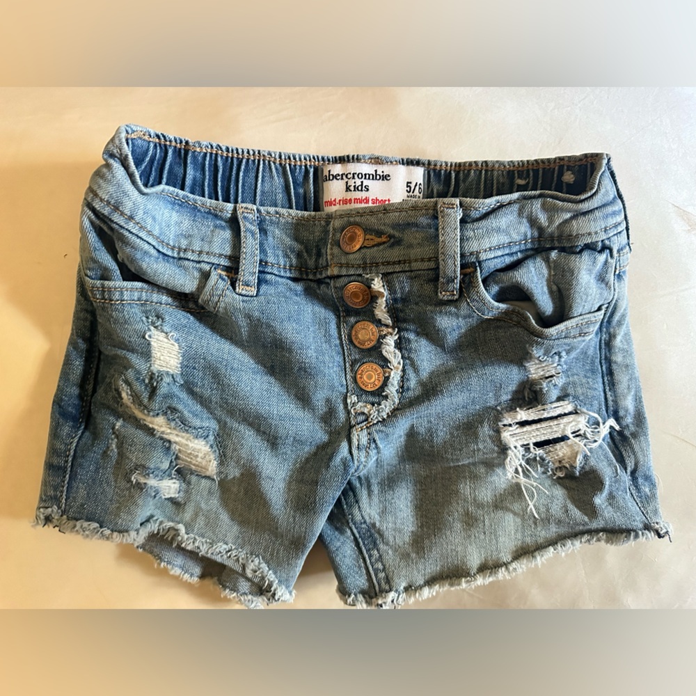 Abercrombie Kids Light Blue Distressed Denim Jean Shorts